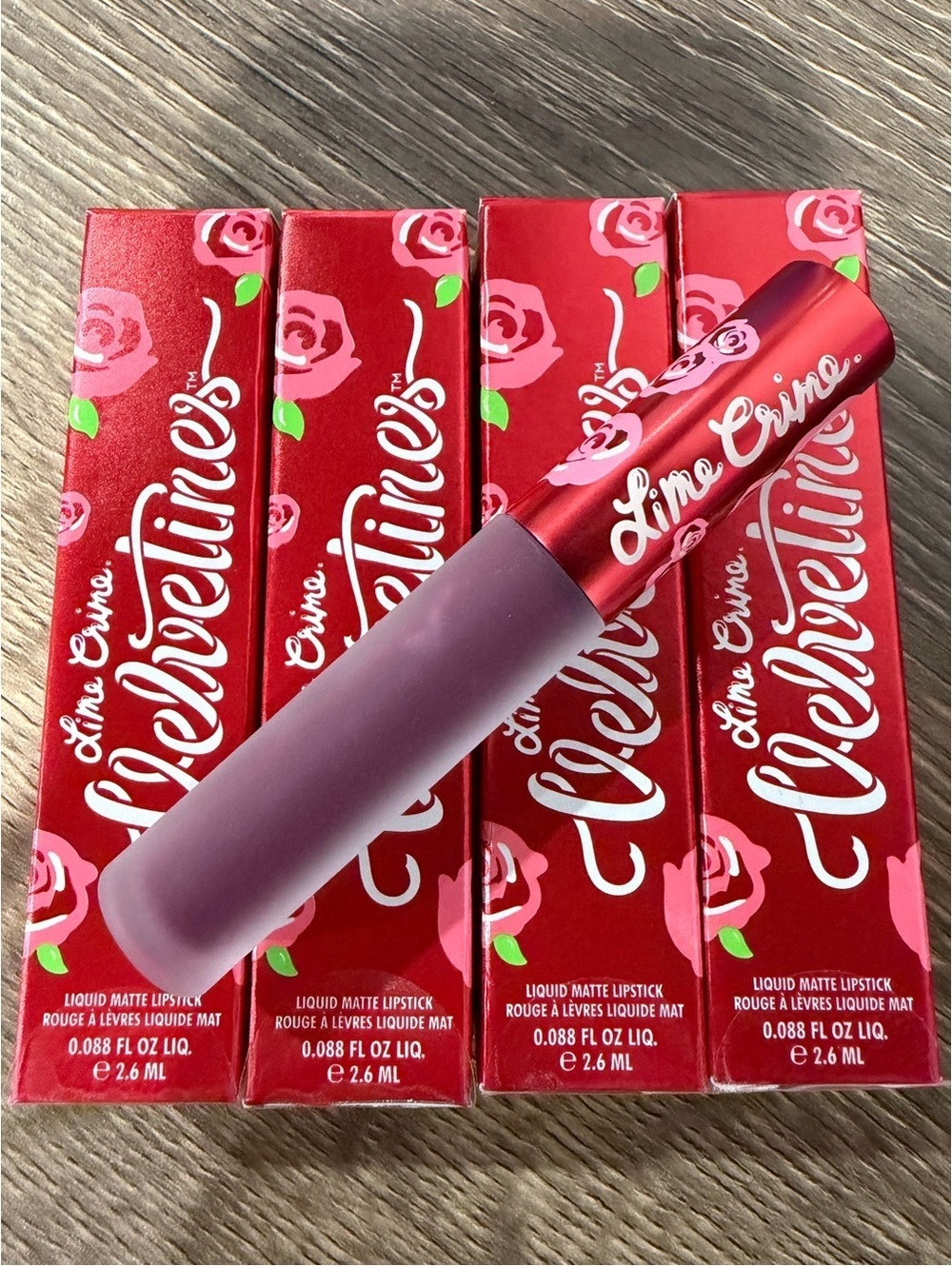 4 x Lime Crime Velvetines Liquid Matte Lipstick in Scandal 2.6 ml NEW
